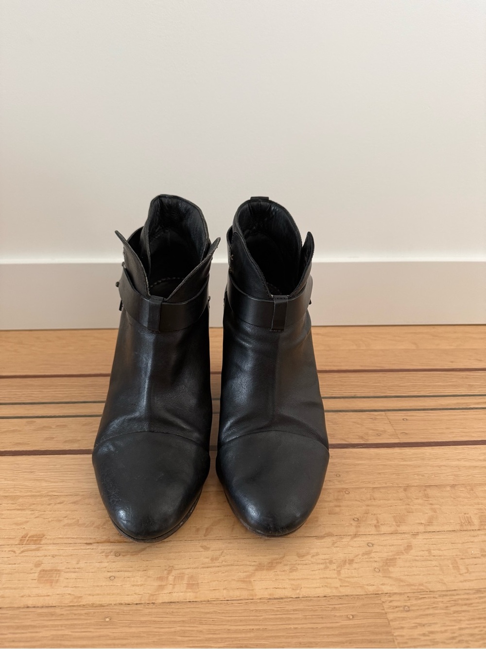 rag & bone Black Leather Harrow Ankle Booties